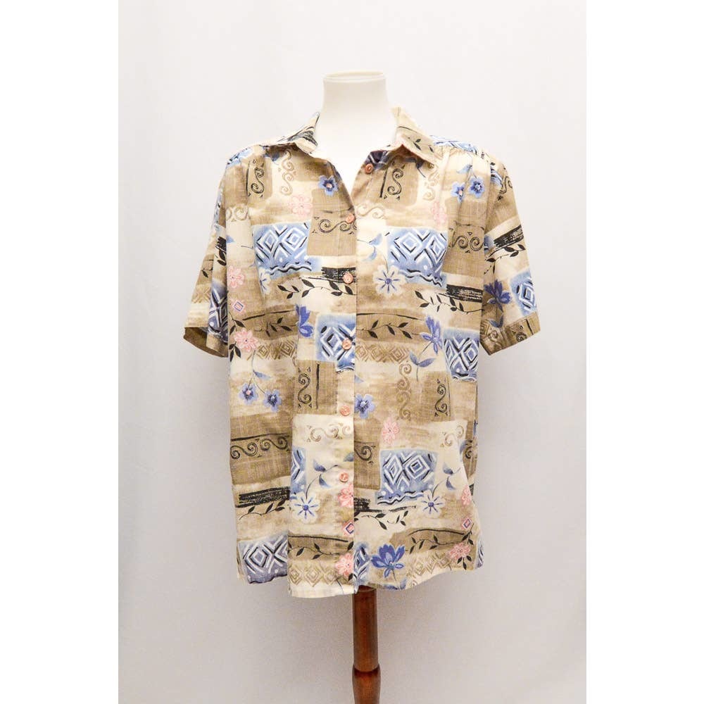 Vintage Top&Co womens blouse XL cream tan 90s